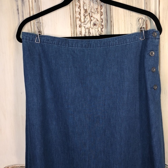 VINTAGE Essentials Style Chambray 100% Cotton Maxi Skirt Size 14 - Picture 4 of 11